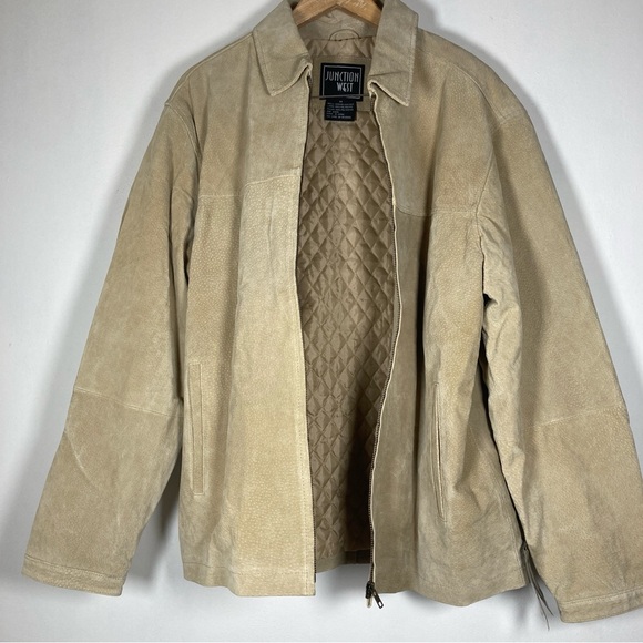 Junction West Leather Jacket Men's Beige Size M - Picture 3 of 16